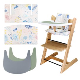 High Chair Cushion, Soft and Comfortable Baby Seat Cover with 2 Pieces High Chair Placemat, for Tripp Trapp Baby Cushion Makes Baby Sitting More Comfortable (Sea Animals)