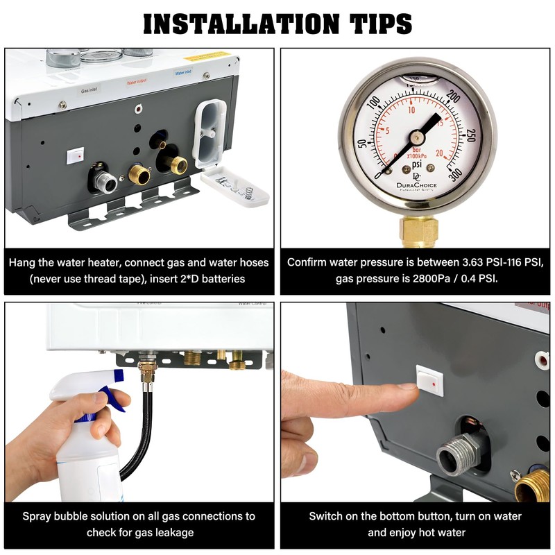 TENGCHANG 10L 2.6 GPM LPG Gas Propane Instant Tankless Hot