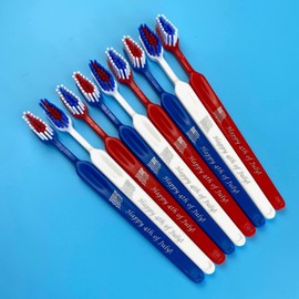 Tess Oral Health Happy 4th of July Toothbrushes - 12 Count - Child & Adult Size - Individually Wrapped - Red, White & Blue Dental Care for All Ages - Celebrate Independence Day with Patriotic