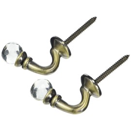 SPEEDY Accessories Crystal Palma Curtain Tie Back Hooks, Metal,Wood, Antique Brass, 4.5 x 2.5 x 10.5 cm
