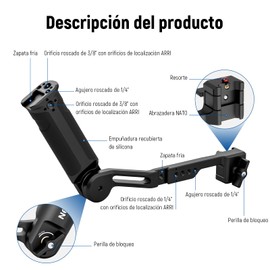 NEEWER Asa Ajustable Compatible con dji Ronin RS3 Mini RS3ProRS2RSC2 Estabilizador Gimbal para Tomas de ángulo bajo, Asa Plegable de Aluminio con empuñadura de Silicona, Carga máxima 13.2lb/6kg, ST49