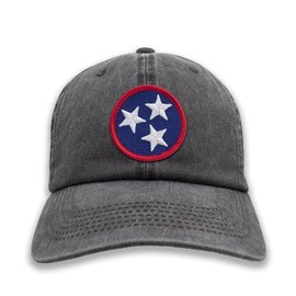 Tennessee Tristar Embroidered Patch Ball Cap or Trucker Hat (Stonewash Charcoal)