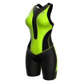 Sparx Women Triathlon Suit Tri Short Racing Cycling Swim Run (XL, Black/Neon Green)