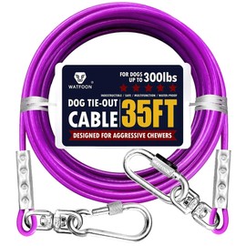 Tie Out Cable for Large Dog,Dog Runner for Yard, Dog Run Leash Heavy Duty Swivel Hooks Lead Holds Break Strength of 1000lbs, Steel Wire Dog Chain Dog Leash Cable for Yard (Magenta 35FT)