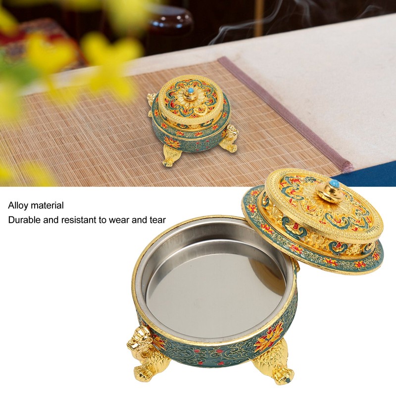 Trinket Incense Burner with Lid Handcraft Antique Polished Process for
