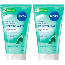 NIVEA Gel Limpiador Facial y Purificante Efecto Mate (150 ml) - Enriquecido con Algas Marinas, Ideal para Piel Mixta y Grasa (Paquete de 2)           