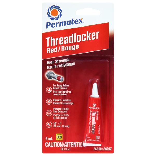 Permatex 26207 Red High Strength 262 Threadlocker, 6mL