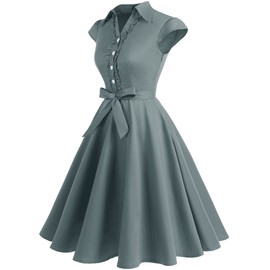 Wedtrend Women's 50s Retro Rockabilly Dress Cap Sleeve Vintage Cocktail Dress for HomecomingWTP10007Grey3XL