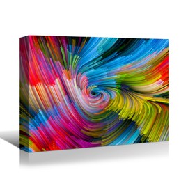 YONICA Canvas Abstract Painting, Canvas Wall Art Decor Abstract Wall Painting Prints Picture of Colorful Strips Framed Stretched Printed on Canvas for Home Living Room Bedroom Office 30 X 40 Inches