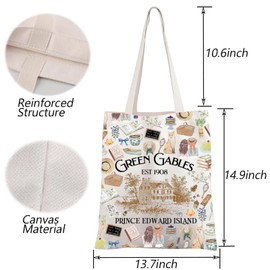 TGBJE Anne Novel Inspired Tote Bag Anne Book Literary Gifts Green Gables Prince Edward Island Handbag Anne Green Quote Gift (C-Gables 1908 tote)