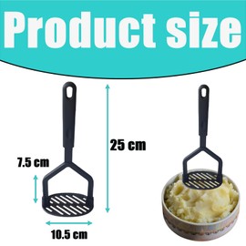 Nylon Potato Masher with Handle Potato Masher Food Crusher Non-Stick Function Head Potato Ideal for Mashing All Food Types with a Grip Handle for Comfortable Use(Black)