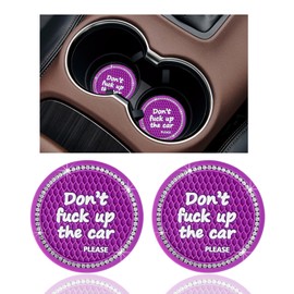Ziciner 2 Pack Bling Car Cup Holder Coaster, 2.75 Inch Anti-Slip Auto Insert Cup Coaster, Crystal Car Drink Cup Mat Perfect for Women Girls, Universal Interior Decor Accessories (Purple)