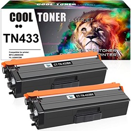 Cool Toner Compatible Toner Cartridge Replacement for Brother TN433 TN433BK TN-433 TN431 Brother MFC-L8900Cdw HL-L8360Cdw HL-L8260Cdw MFC-L8610Cdw HL-L8360Cdwt 8900Cdw 8360Cdw Printer (Black, 2-Pack)