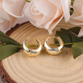 ASH'S CHOICE 925 Silver Hoop Earrings, Small Women's Earrings, Chunky, 14K Gold Hoop Earrings, Thick Cartilage Hoop Earrings, Huggie Hoop Earrings, Mini Hoop Earrings, Lightweight, Wide Earrings for