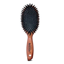 Spornette DeVille Cushion Oval Boar Bristle Hair Brush (#342) with Wooden Handle for Straightening, Smoothing, Detangling, Daily Maintenance, Styling & Brush Outs - All Hair Types for Women, Men, Kids