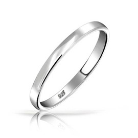 Unisex Simple Minimalist Thin Stackable .925 Sterling Silver Couples Wedding Band Ring For Women Men 3MM