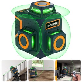 CIGMAN 3x360° Self Leveling Line Laser Level Cross Line for Wall Hanging Picture Frame Leveling, Rechargeable Battery, Remote Control & Magnetic Bracket Included, 100ft Working Distance, 701SE,TikTokShopSpringGlowUp:_720SE