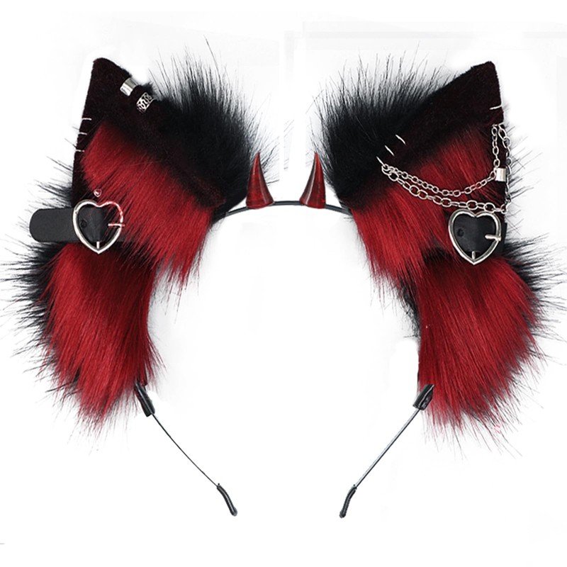 QUICOMP Wolf Ears Tail Costume Wolf Ear Headband Fox Ear