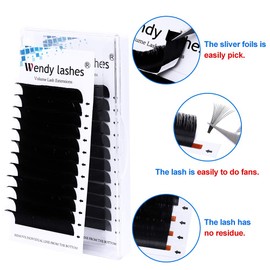 Easy Fan Lashes, 0.07 Self-Fanning Eyelash Extensions for Volume Technique, D Curl Eyelash Extension, 15 mm Eyelash Extensions, Volume Eyelashes, Self-Fanning Easy Fan Eyelashes (0.07-D-15 mm)