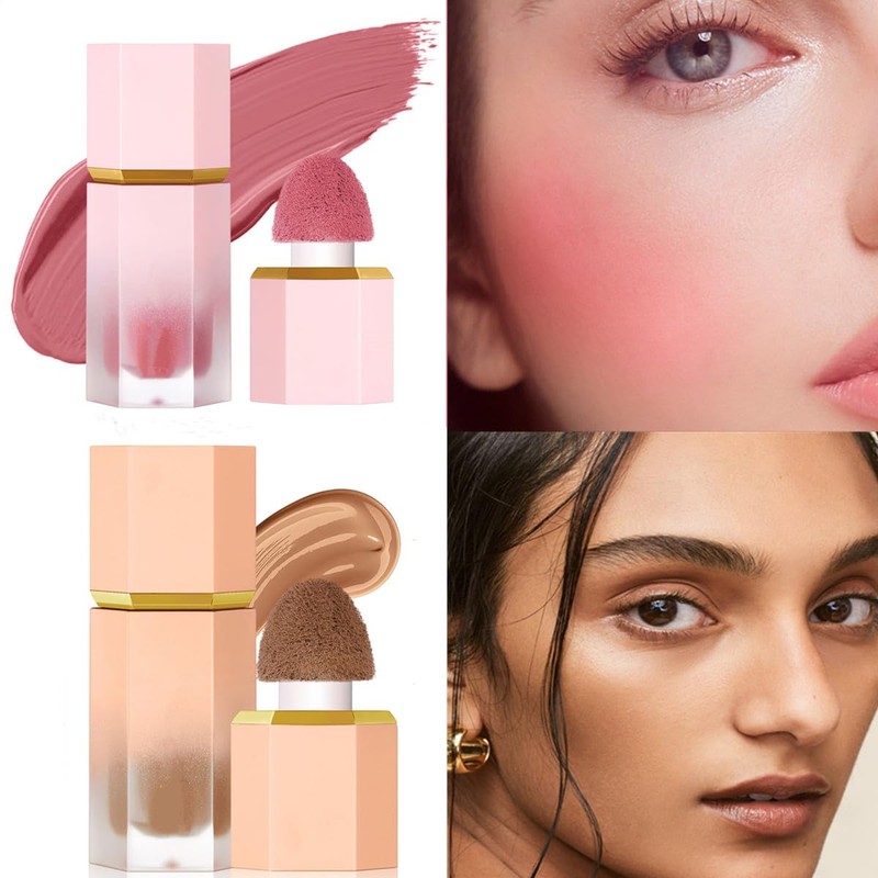 Liquid Blush & Contour Makeup Set, Soft, Lightweight, Breathable Feel,