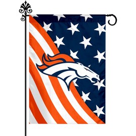 ZYJTEK Welcome Decorations Garden Flag,Yard Outdoor Flags Decor,Football Sport Fans Double Two Sided House Flag 12 X 18 Inch (Blue Orange Stripe Design)