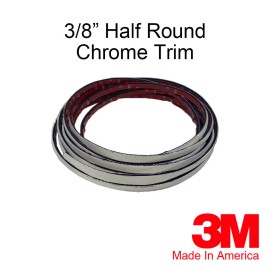 Brickyard Automotive 3/8'' X 20 ft HALF ROUND CHROME TRIM ACCENT CHROME MOLDING UNIVERSAL 0.375" Wide