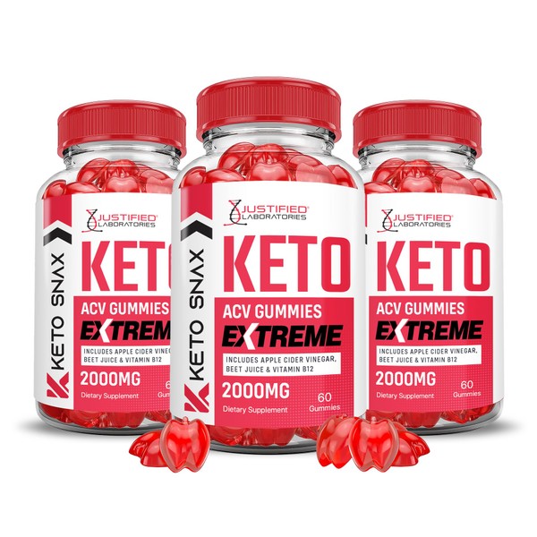 Justified Laboratories (3 Pack) Keto Snax Keto ACV Gummies Extreme