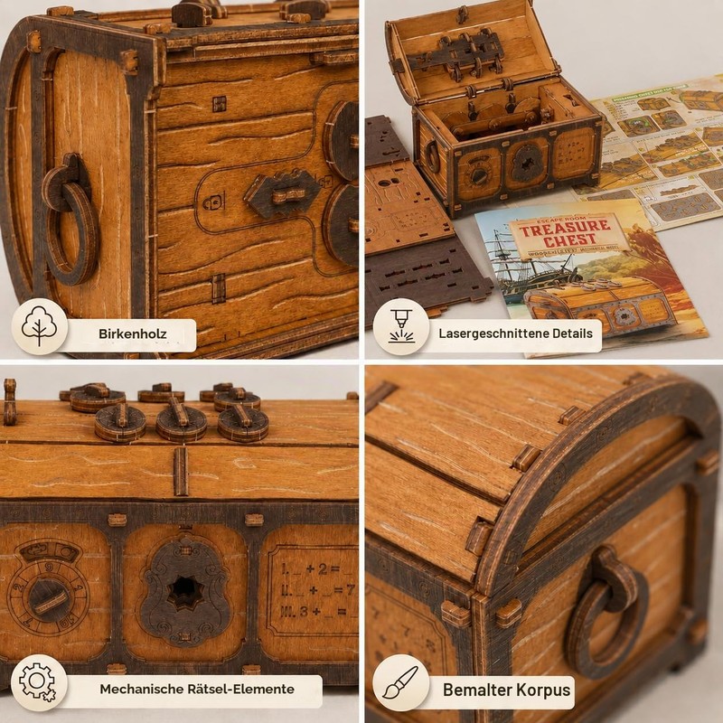 WOODEN.CITY Treasure Chest Сlue Box Wooden Puzzle Box - 3D