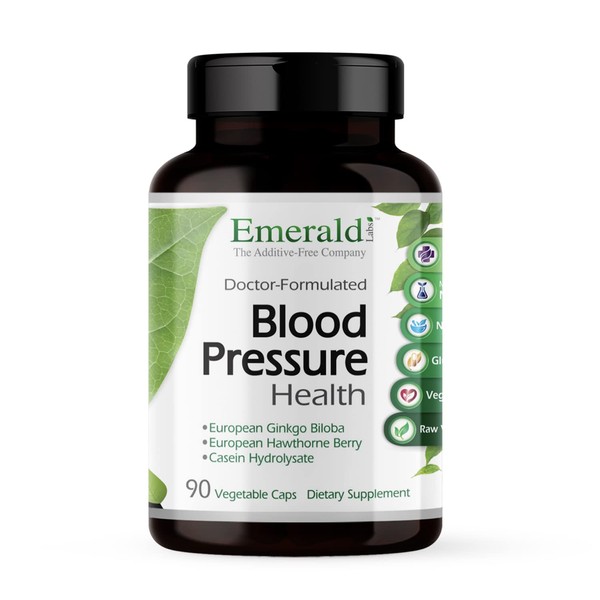 Emerald Labs Blood Pressure Health - Dietary Supplement with European Ginkgo Biloba and Hawthorn Berry to Support Healthy Blood Flow and Gut Health - 90 Vegetable Capsules