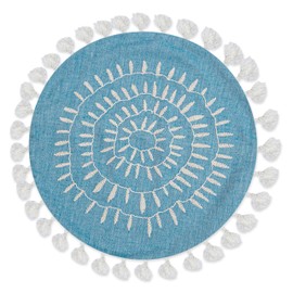 Crane Baby Pillow, Decorative Round Pillow for Nursery and Toddler Rooms, Blue, 12" x 12"