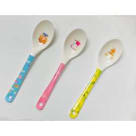 6pc Melamine Plastic Spoons, Reusable Utensils Silverware Set, BPA Free Utensils Also for Adults (Designs May Vary) (Regular, Round Head-Style)