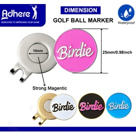 Adhere Golf Ball Markers Personlized Logo Enamel with A Strong Magnetic Hat Clips A Premium Golf Gifts for Golfer (Style N Birdie 4 Colors)