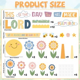 Boho Religious Bulletin Board Set Spring Theme Flower Classroom Decoration Christian Cutout Floral DIY Photo Posting Craft Bible Bulletin Board for Teacher Chalkboard Wall Decor Sunday School Supplies