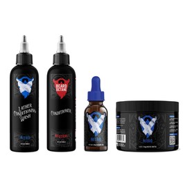 Beard Octane Total Beard Grooming Kit - Wash, Conditioner, Oil & Butter - Natural Beard Care with Jojoba (Nitro - Blueberries, Vanilla & Coffee Beans)