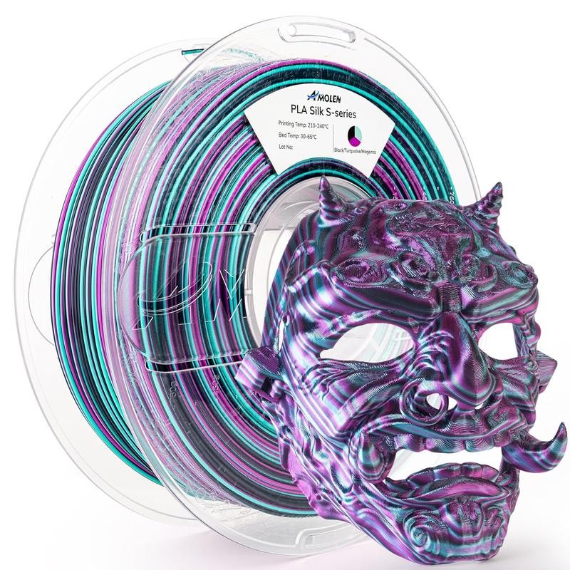 Silk S-Series PLA 3D Printer Filament, Shiny Multicolor Rainbow PLA