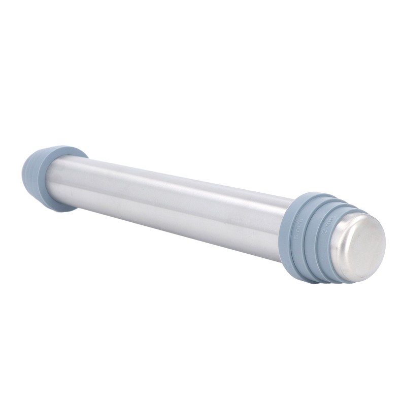 Rolling Pin Dough Roller Stainless Steel with 4 Silicone Guide