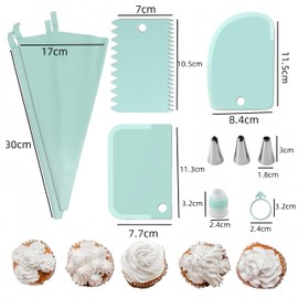 Piping Bags, Ai-OUMLEEF Piping Bags and nozzles, Icing Piping kit,Nozzles Set with Converter, Premium Stainless Steel Piping Nozzles for Decorating Cakes & Cupcakes(15pcs Green)