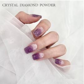 LIFOOST Cured Gel Nail Polish Strips Glitter Nail Stickers for Women Mirror Effect Full Wraps DIY Nail Art Kit (crystal diamond purple)