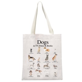 Dog Themed Gift Dog Owner Gift Dogs In Films TV & Books Dog Breed Tote Bag for Dog Lovers (Film Dogs Tote CA)