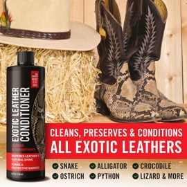 Exotic Leather Conditioner for Boots - Made in USA Leather Cleaner Specially Formulated to Clean & Condition Your Reptile & Exotic Skins - Snakeskin Conditioner - Crocodile Leather Conditioner - 8oz