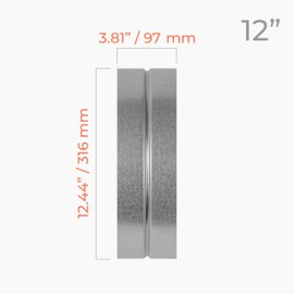 HVAC OV Galvanized Metal Duct Connector - 12 Inch Fit - Round Ventilation Pipe Coupling and Extension - Available in Different Sizes to Suit - Metal Duct Vent Coupler - Dryer Pipe Coupling
