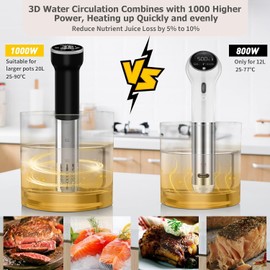 CATTLEMAN CUISINE Sous Vide Cooker WiFi Kit, 1000W, Waterproof, Sous Vide Machine, Immersion Circulators for Suvee Cooker Kit with Vacuum Bags, Vacuum Pump, Precision Temperature Timer, Noise-free