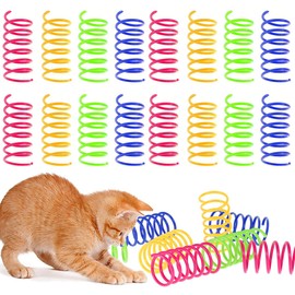 Cat Spring Toys,16pcs Colorful Cats & Kitten Toys for Indoor, Plastic Spiral Springs Cat Toy, Pet Interactive Spiral, Interactive Cat Toys and Kittens, Bouncing and Training Fun for Pets