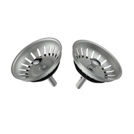 Colador de repuesto para fregadero de cocina (3-1/2 pulgadas), cuerpo de acero inoxidable con tapón de goma (paquete de 2 unidades, acero inoxidable)