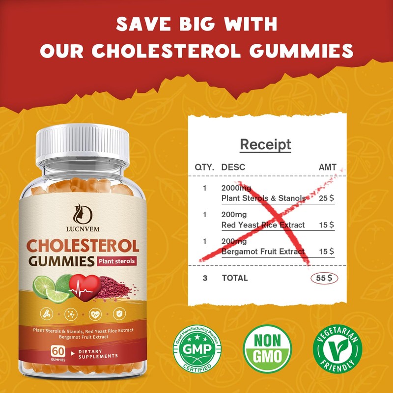 (2 Pack) Cholesterol Supplements Gummies for Cholesterol Healthy, Plant Sterols