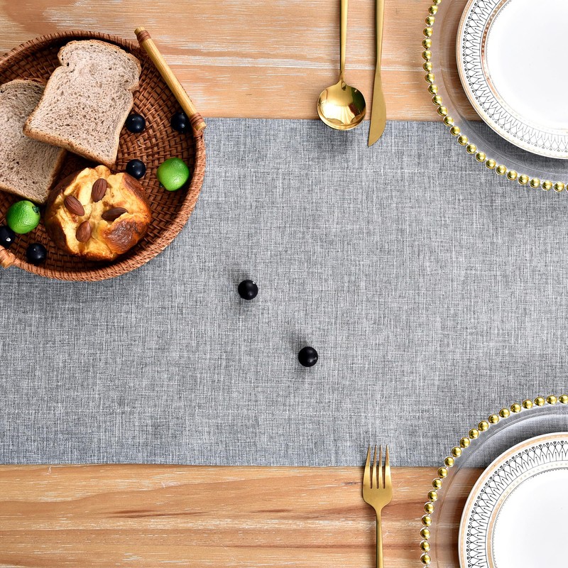 NEWISHER Farmhouse Rustic Table Runner Solid Grey Rectangular Table Runners