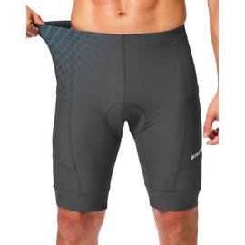 Padded Bike Shorts for Men 4D Cycling Road Riding Biking Padding Bicycle Shorts with Phone Pockets(Dark Grey,M)