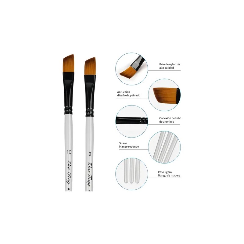 Juego De 24 Pinceles Zhu Ting Para Acuarelas Hechos De