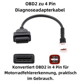 F94CS Bolwins 4 PIN zu OBD2-Kabel, Kabel Adapter passend für Motorrad Yamaha 4-Pin OBD2 Diagnose Fehler lesen löschen Diagnostor Adapter Anschlusskabel für Motorrad 30cm