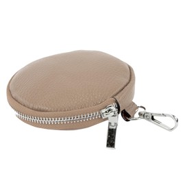 modamoda de P10 / P08 Women's Leather Suede Purse Coin Purse Bag Pendant Diameter 11.5 cm Handmade in Italy, Grey-beige